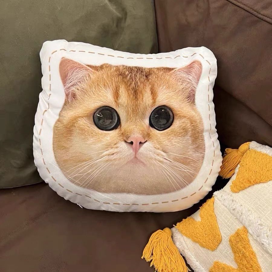 Custom Pet Pillow Showcase – Ultra-Realistic Cute Cat with Big Head Pillow