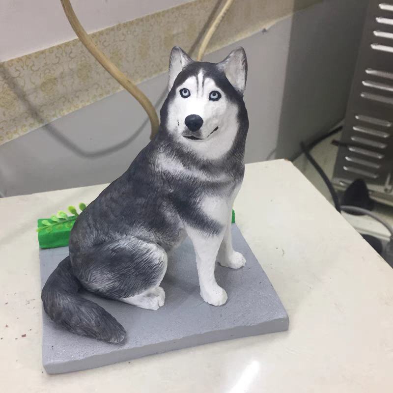 A powerful wolfhound soft ceramic sculpture