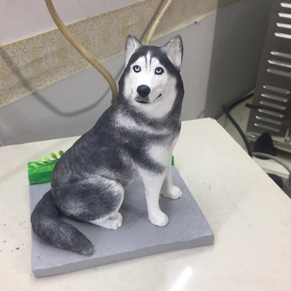 A powerful wolfhound soft ceramic sculpture